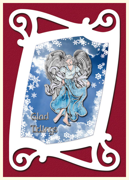 Christmas card with silver angels
