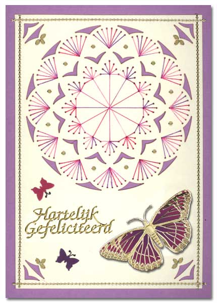 embroidered card happy birthday with butterfly