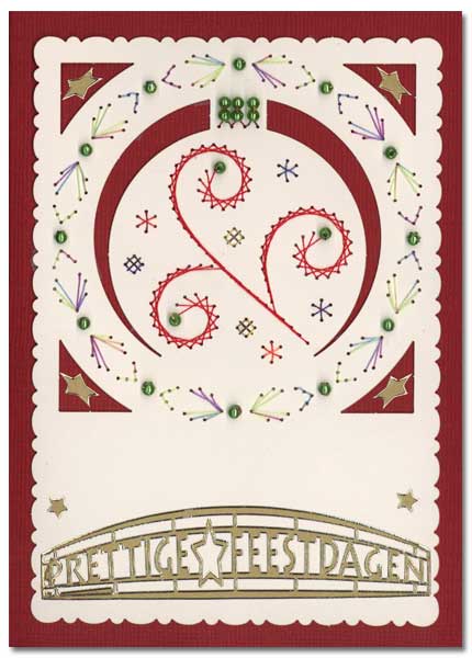 christmas card with embroidered bauble