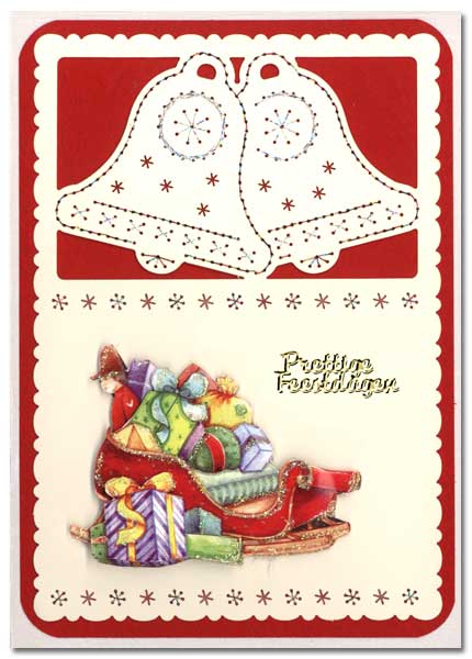 embroidered christmas card with sleigh