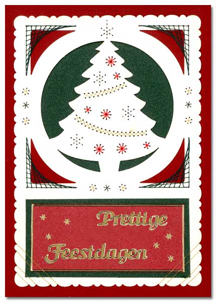embroidered wedding card with tree
