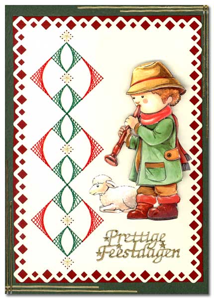 embroidered christmas card with shepherd