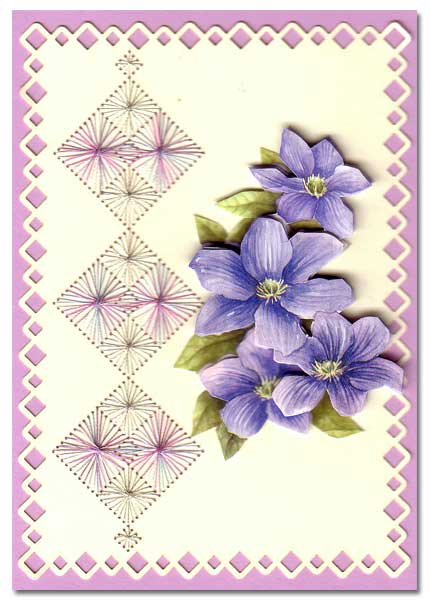 embroidered card with flowers