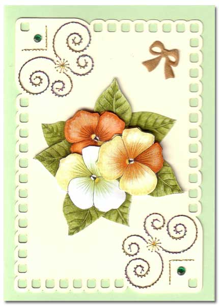 embroidered card with flowers