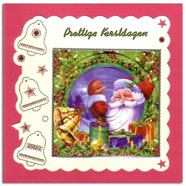 embroidered christmas card with santa claus