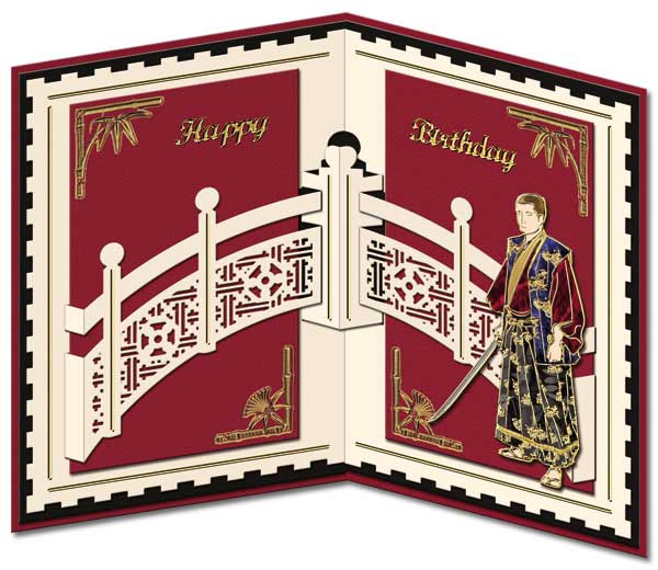 oriental pop-up card with samurai