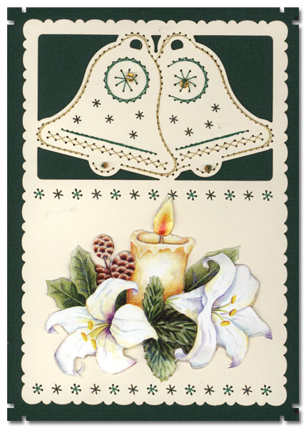 christmas embroidered card with bells