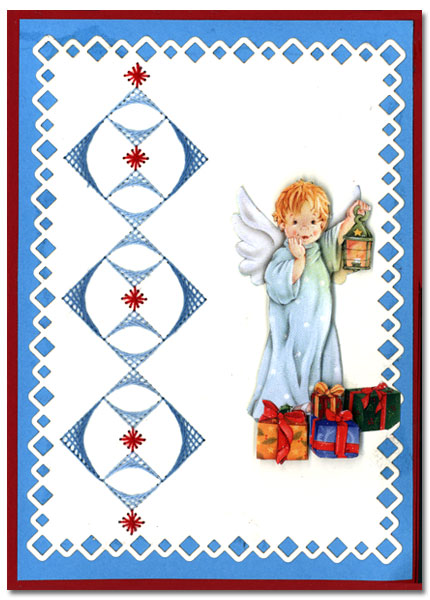 embroidered christmas card with angel