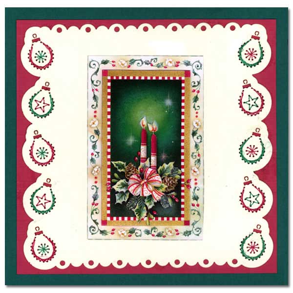 embroidered card with christmas decoration