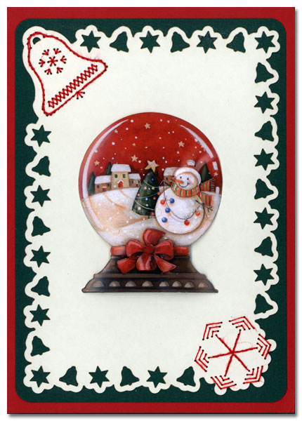 embroidered card christmas with snow christal