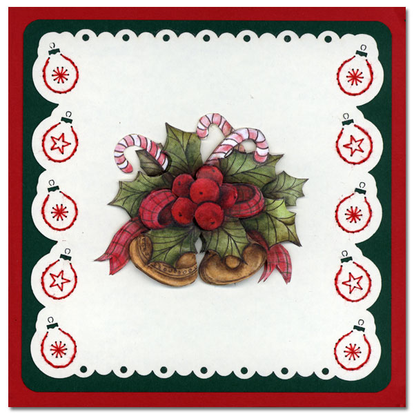embroidered card christmas with bells
