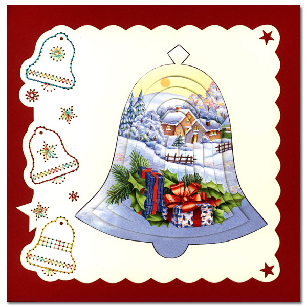 embroidered card christmas with bell