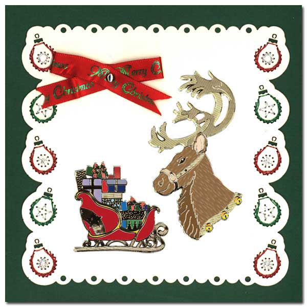 embroidered card christmas with reindeer
