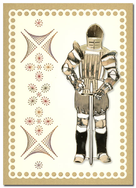 embroidery card with a knight