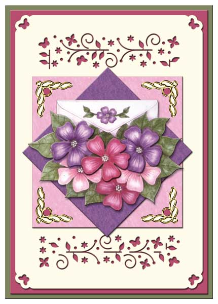 card with flowers and envelope