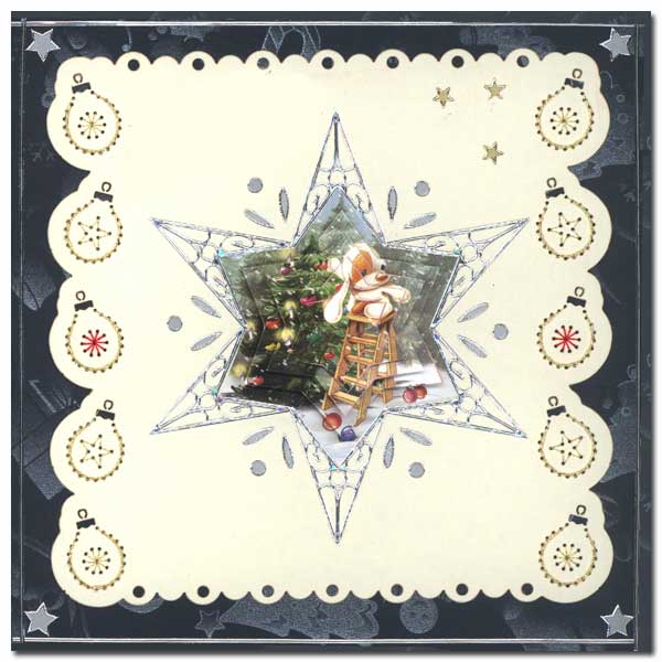 embroidery christmas card with christmas balls