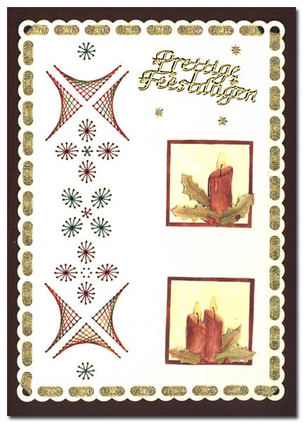 embroidery christmas card with candles