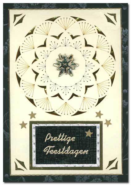 embroidery christmas card with christmas stars
