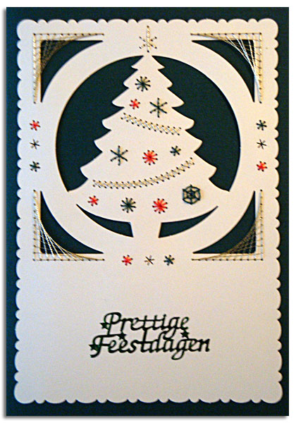 Christmas card with embroidered tree