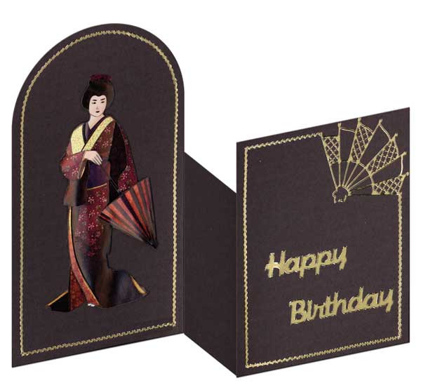 Zigzag card with geisha