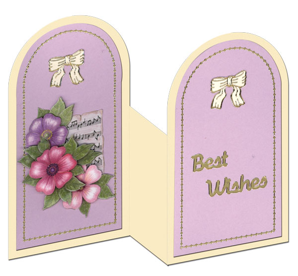 zigzag card with flowers and bow