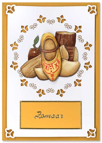 typical dutch card with clogs