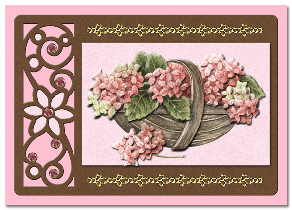 card flowers in basket