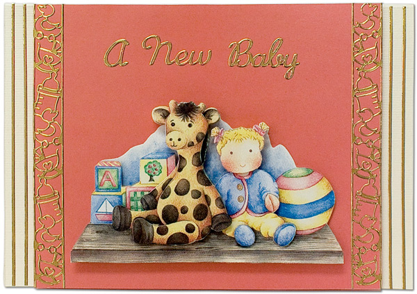 card with baby toys