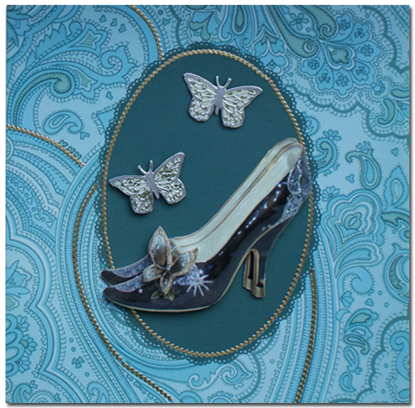 Thanks card with shoe and butterflies