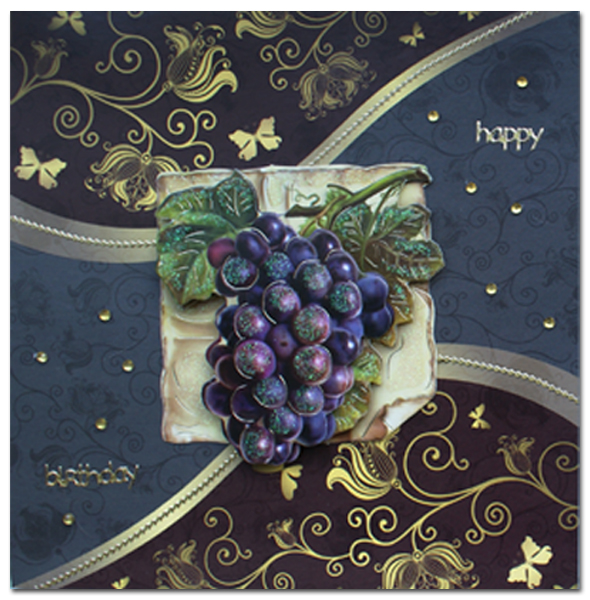 happy birthday card with grapes