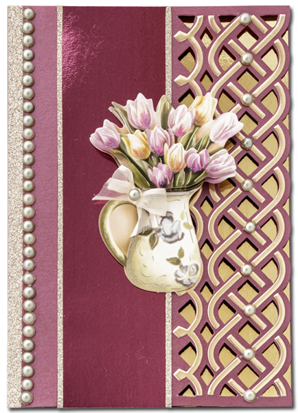 luxury card  with tulips in vase