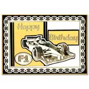 card with F1 racing car