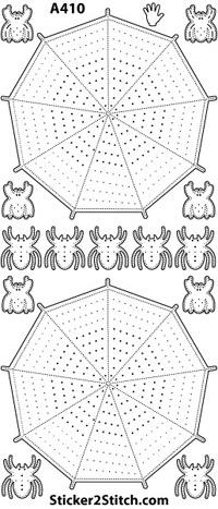 A410 embroidery sticker spiderweb and spider