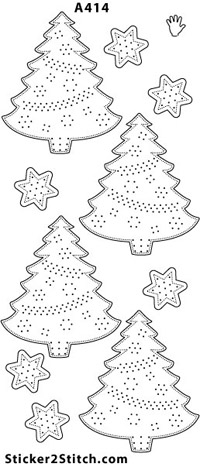 A414 embroidery sticker christmas tree