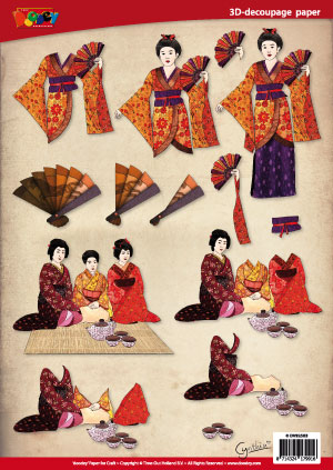 DV92503 3D decoupage geisha tea ceremony oriental