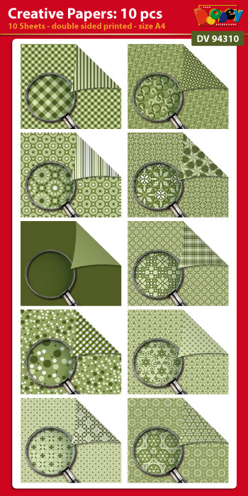 DV94310 Creative papers: 10 sheets double sided patterned papers A4