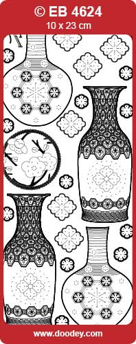 EB4624 embroidery sticker vase flowers