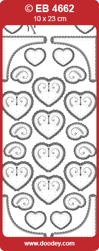EB4662 embroidery sticker corner heart & curl