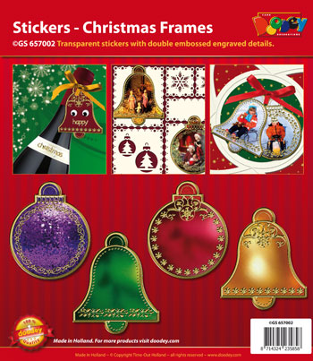 GS657002 Scrapbook stickers Christmas frames bell and bauble