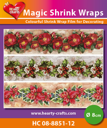 HC08-8851-12 Magic Shrink Wraps, X-mas Flowers (⌀ 8 cm)
