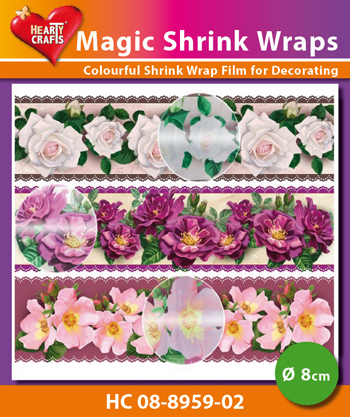 HC08-8959-02 Magic Shrink Wraps, Metalic, Roses (⌀ 8 cm)