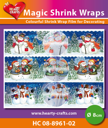 HC08-8961-02 Magic Shrink Wraps, Metalic, Snowmen (⌀ 8 cm)