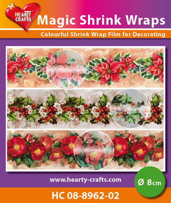 HC08-8962-02 Magic Shrink Wraps, Metalic,X-mas Flowers(⌀ 8 cm)