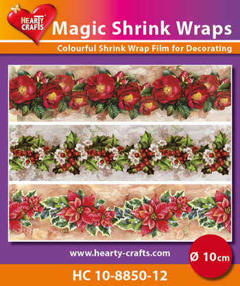 HC10-8850-12 Magic Shrink Wraps, X-mas Flowers (⌀ 10 cm)