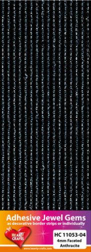 HC11053-04 Adhesive Gems, 4mm, faceted, Anthracite