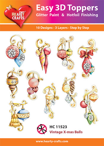 HC11523 Easy 3D-Toppers Vintage X-mas Balls