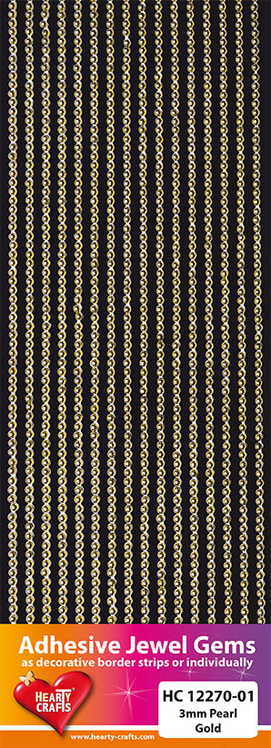 HC12270-01 Adhesive Gems, 3mm, Pearl, Gold