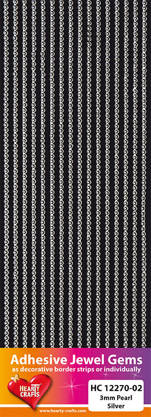 HC12270-02 Adhesive Gems, 3mm, Pearl, Silver