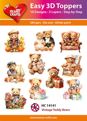 HC14141 Easy 3D-Toppers Vintage Teddy Bears