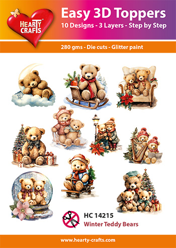 HC14215 Easy 3D-Toppers Winter Teddy Bears